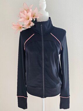 Zella Black Zip Athletic Jacket Thumbholes Lightweight Activewear Size M NWOT